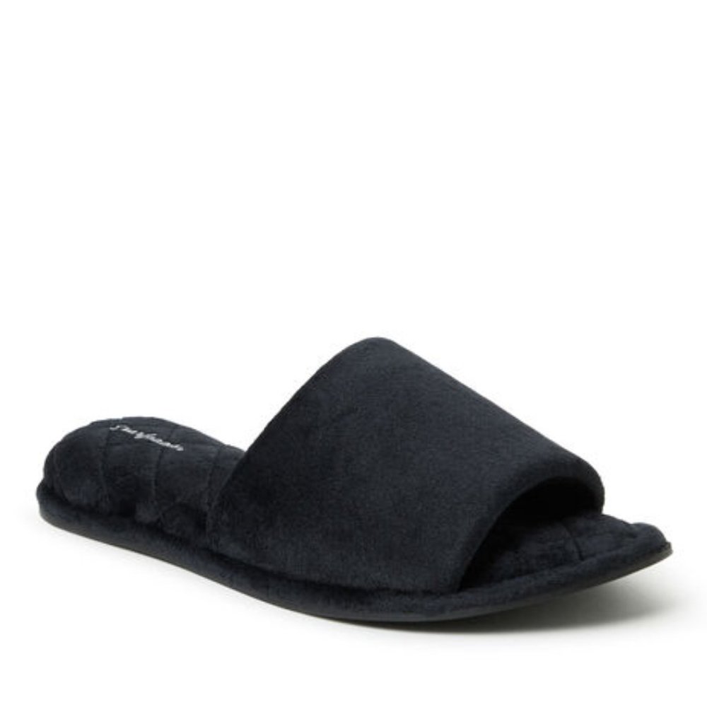 dearfoam Beatrice Black Microfiber Velour Side Gore Slide/ NWT/L